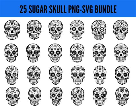 Sugar Skull Svg Bundle Sugar Skull Svg Sugar Skull Clipart Sugar Skull