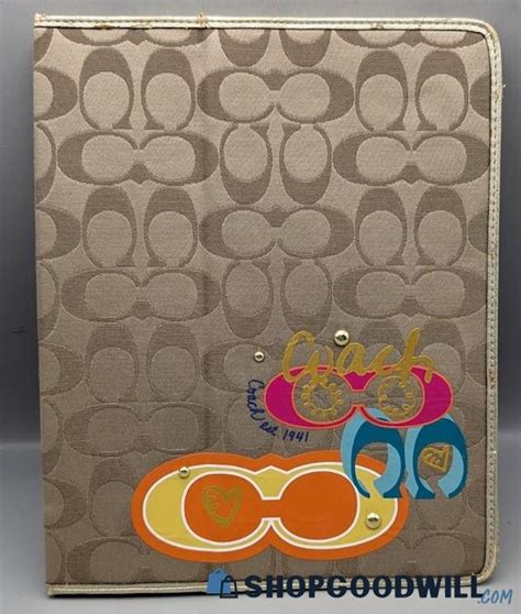 Authentic Coach Poppy Monogram Canvas Graphic Logo Tablet Case