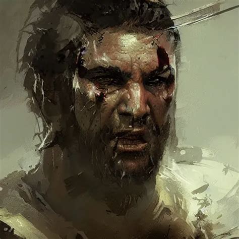 Portrait Painting Of A Barbarian Warrior By Greg Stable Diffusion