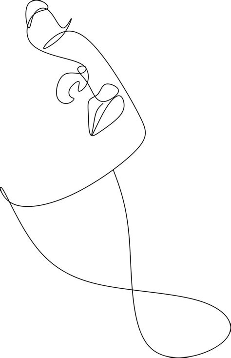 Premium Vector Abstract Girl Face Continuous One Line Drawing