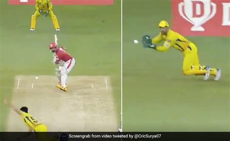 Ipl Kxip Vs Csk Ms Dhoni Amazing Diving Catch Of Kl Rahul