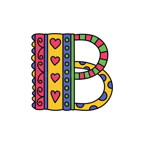 Colorful Doodle Letter B Hand Drawn Line Abc Sketch Alphabet Stock