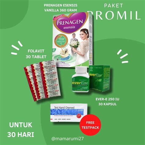 Jual PAKET PROMIL FOLAVIT PRENAGEN ESENSIS EVER E 1 BULAN FREE TESTPACK