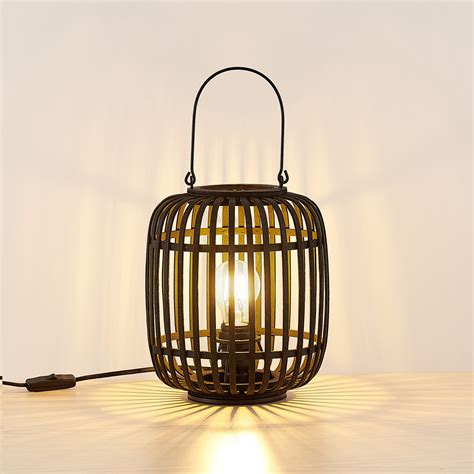 Lindby Canyana Lampe Poser En Rotin Noire Luminaire Fr