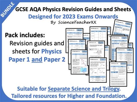 Aqa Gcse Physics Revision Guides And Sheets Teaching Resources