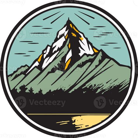 Hand Drawn Vintage Mountain Logo In Flat Line Art Style 24786787 Png