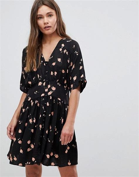 Asos Asos Ultimate Casual Mini Tea Dress In Washed Dark Floral Print