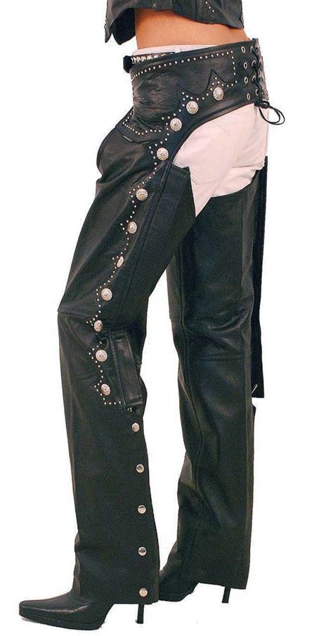 Ultra Premium Leather Western Chaps W Scallop Trim C SK Naked