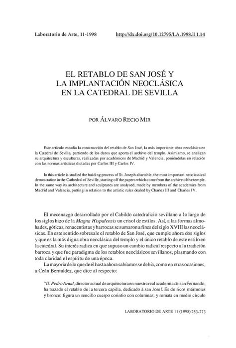 Pdf El Retablo De San Jos Y La Implantaci N Neocl Sica Recio Pdf