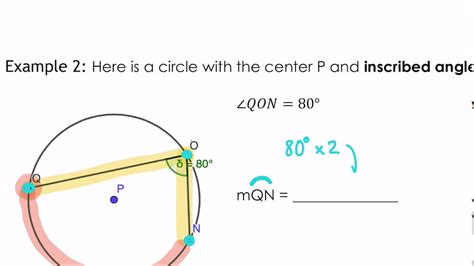 Inscribed Angles And Arc Measure Youtube