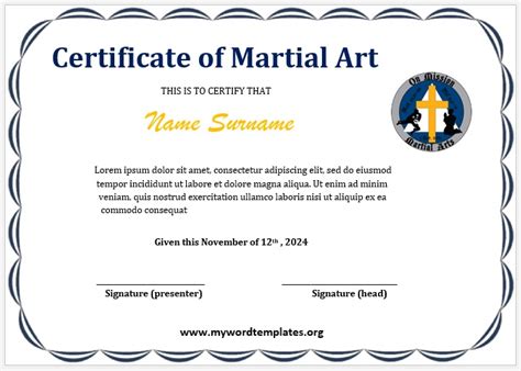 Martial Art Certificate Templates - My Word Templates