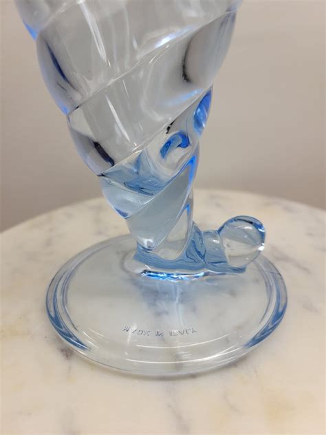 Vintage 1990 Ice Blue Glass Bormioli Rocco Glass Ice Cream Sundae