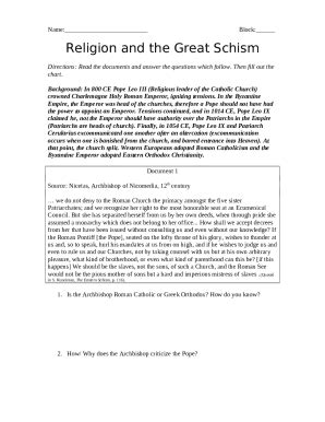 The Great Schism of 1054History, Causes & Effects Doc Template | pdfFiller