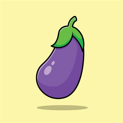 Eggplant Vegetable Cartoon Vector Icon Illustration Food Nature Icon