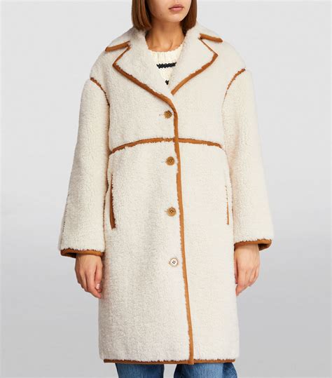 Womens Maje White Faux Shearling Coat Harrods Countrycode