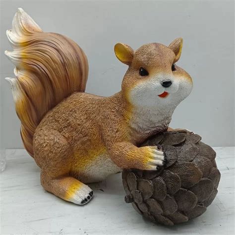 Brown Base 24 Inch Polyresin Squirrel Statue For Interior Decor At