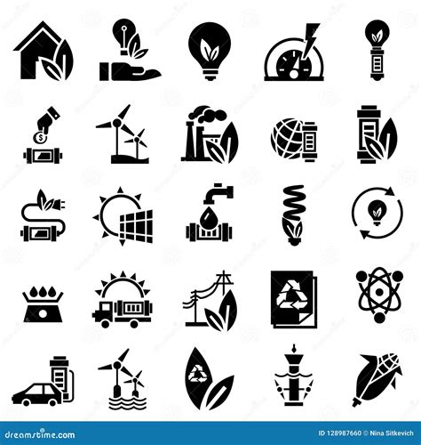 Energy Saving Icon Set, Simple Style Stock Vector - Illustration of ...