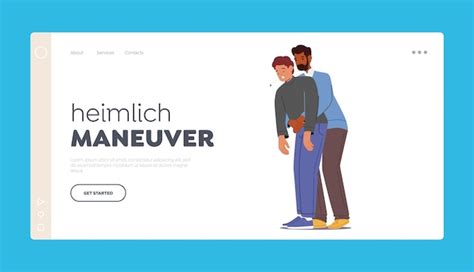 Premium Vector Heimlich Maneuver Landing Page Template Man Stand