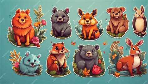 Premium Ai Image All Animals Stickers Vector Illustration