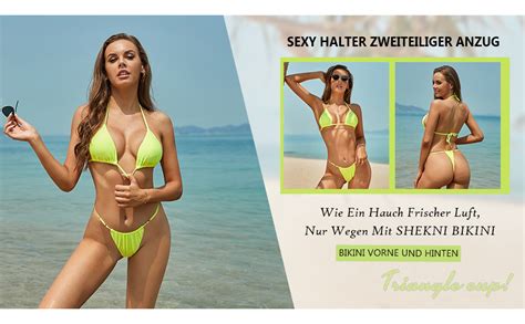 Shekini Damen Bikini Set Klassischer R Ckenfrei Sexy Kleine Tasse