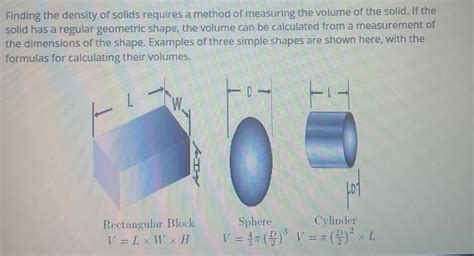 Solved Finding The Density Of Solids Requires A Solutioninn