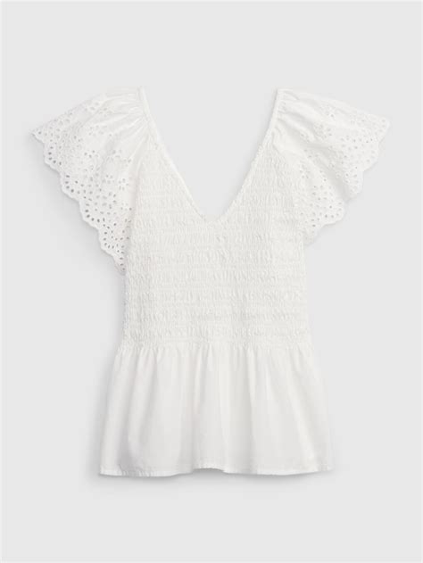 Ruffle Sleeve Smocked Peplum Top Gap