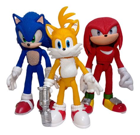 Set Sonic Tails Knuckles Pzs Figuras Articuladas Con Luz Meses