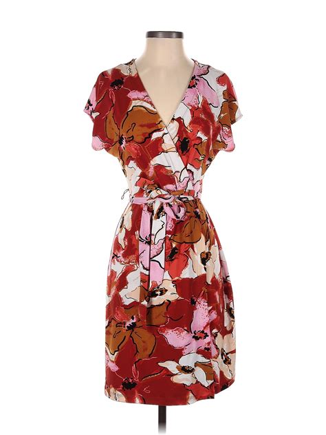 Nine West Floral Multi Color Burgundy Casual Dress Size S 71 Off