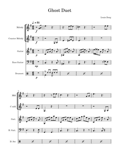 Ghost Duet Louie Zong Ghost Duet Sheet Music For Vocals Guitar Bass