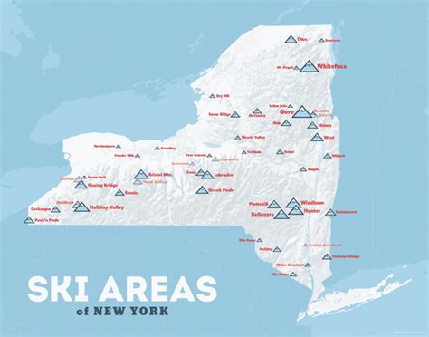 New York Ski Resorts Map X Print Etsy