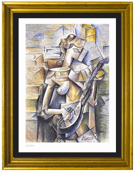 Pablo Picasso Girl With Mandolin Signed And Hand Numbered Limited Edition Lithograph Print