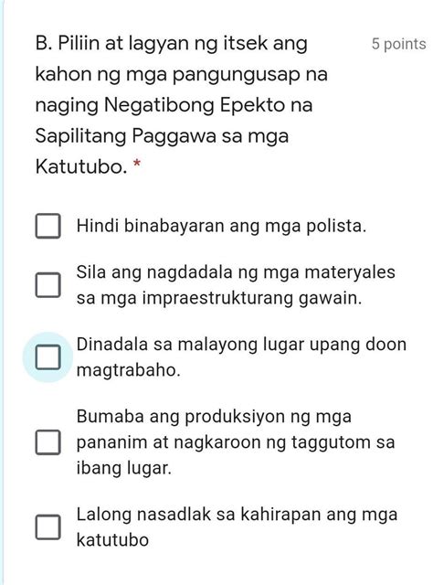 Piliin At Lagyan Ng Itsek Ang Kahon Ng Bawat Bilang Ng Mga Pangungusap