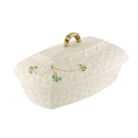 Belleek China Shamrock Covered Butter Dish Crystal Classics