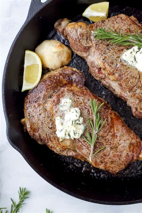 Pan Seared Ribeye Steak Recipe With Herb Butter Joyful Healthy Eats