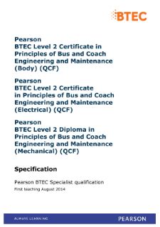 BTEC Specialist Principles Of Bus And Coach Engineering And