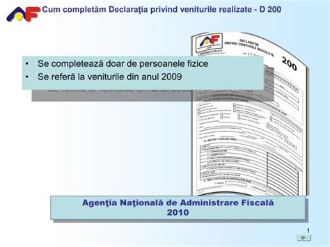 PPT Se completează doar de persoanele fizice Se referă la veniturile