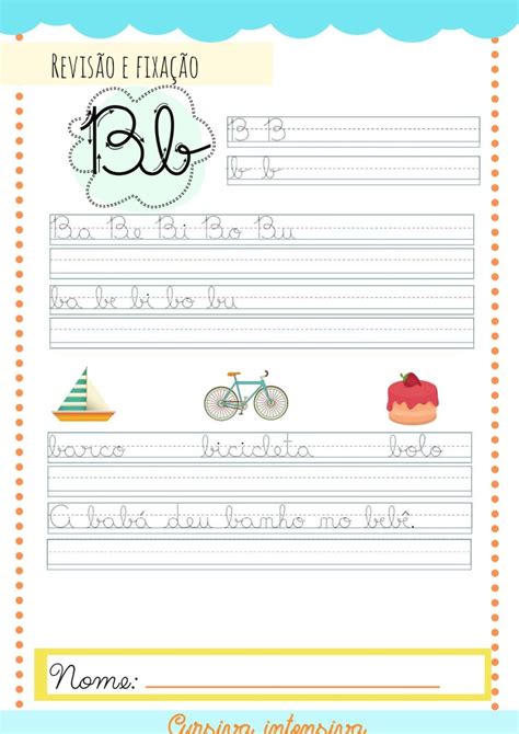 Atividades Com Letra Cursiva Para 1o Ano Para Imprimir