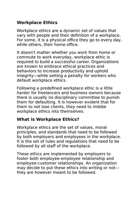 Workplace Ethics Workplace Ethics Workplace Ethics Are A Dynamic Set