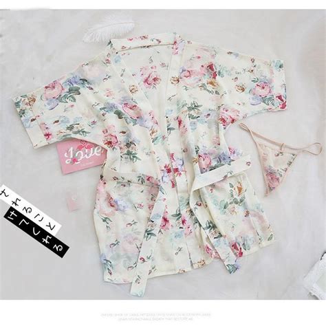 Jual Kimono Lingerie Sexy G String Baju Tidur Bahan Sifon Dicetak A187