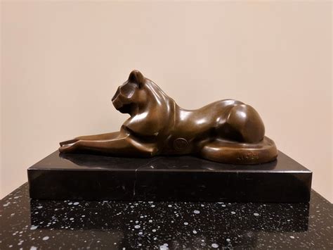 Naar Michele Decoux Art Deco Cat Bronze Marble Catawiki