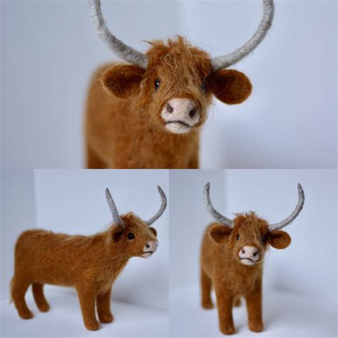 Needle Felted Highland Cow Koeien Naaldvilten Etsy