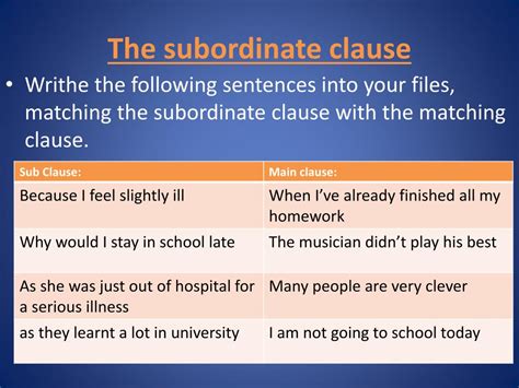 Ppt The Subordinate Clause Powerpoint Presentation Free Download Id2311414