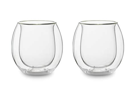 Double Wall Whiskey Glasses Set Of 2 Borosilicate Glass