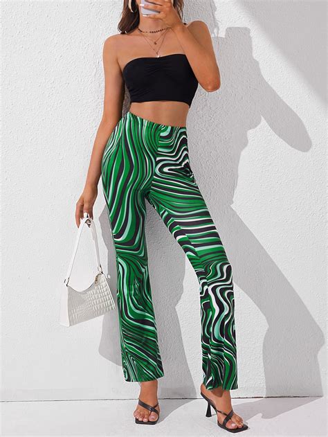 Shein Ezwear Marble Print Flare Leg Pants Shein Usa