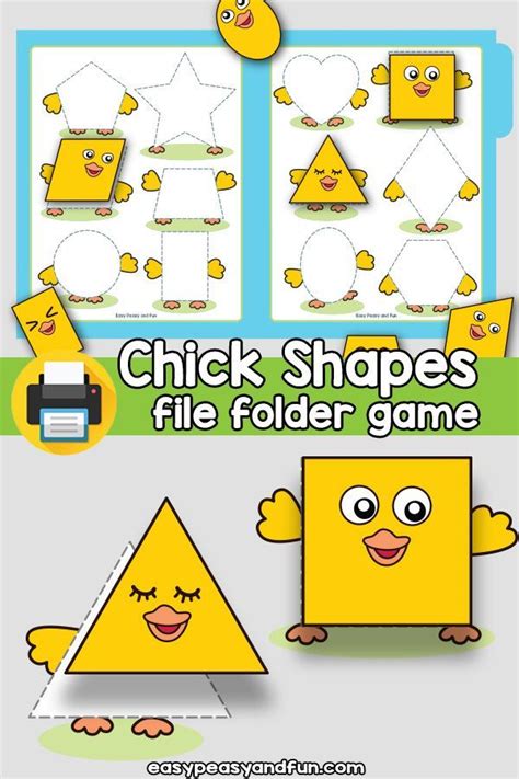 Chick Shapes Matching File Folder Game Easy Peasy And Fun Membership Preschool Planning