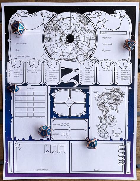 Dnd Character Sheet Druid Circle Of The Stars Etsy Uk