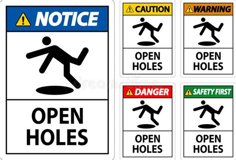 danger sign open holes stock vector illustration  open