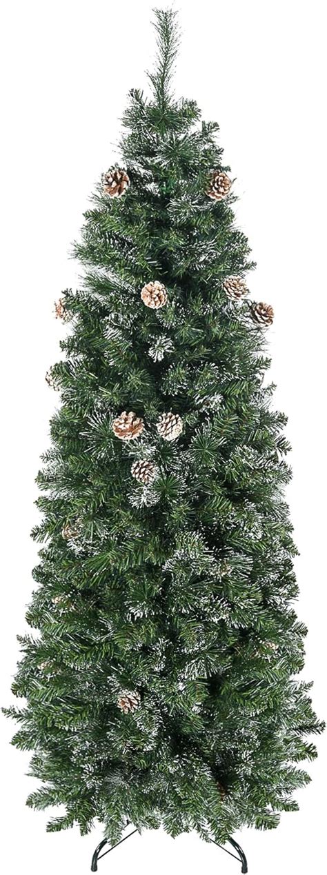 HOMCOM Albero Di Natale Artificiale 180cm Con Pigne E 618 Rami Apertura