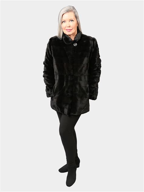 Black Sheared Mink Fur Jacket Reversible Estate Furs