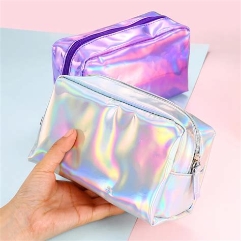 New Square Cosmetic Bag Laser Holographic Purse Makeup Bag Beauty